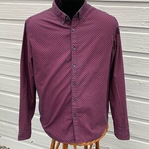 Cactus Man Ricky Singh Black & Purple geometric print button down shirt Large